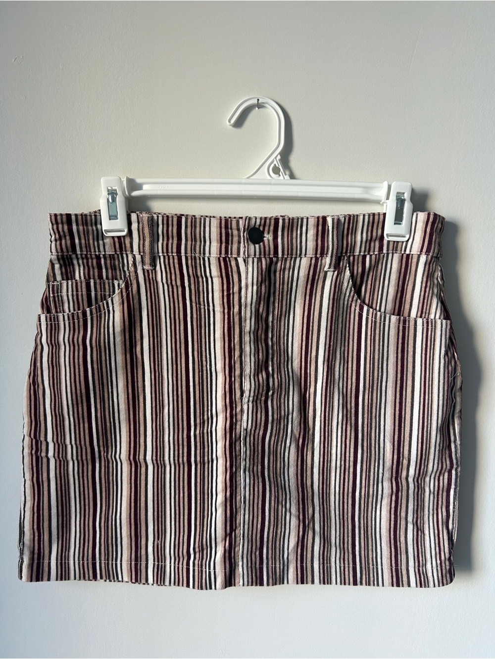 Forever 21 Striped Mini Skirt in Cream and Brown Tones